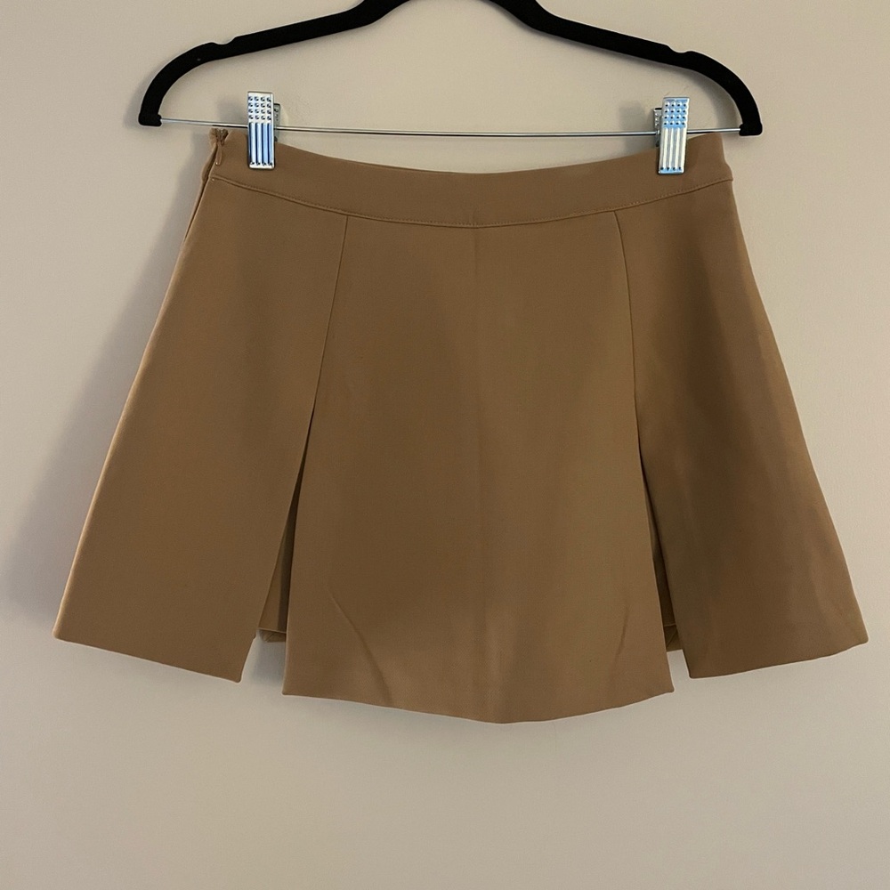 Endless Rose Tan Pleated Mini Skort